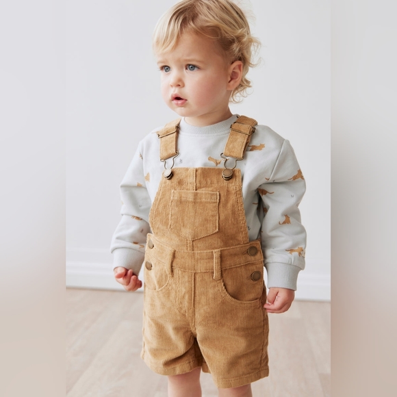 NWT 4T Jamie Kay Casey Cord Short Overall Bronzed Khaki Tan Corduroy Shortall - Picture 3 of 4